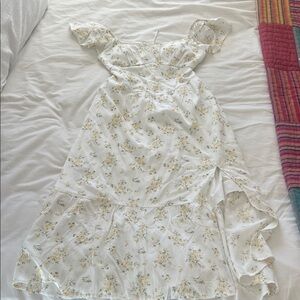 Hollister White Floral Midi Dress